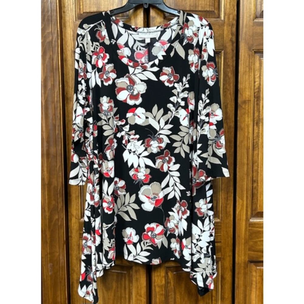 Woman Within Black Floral Blouse